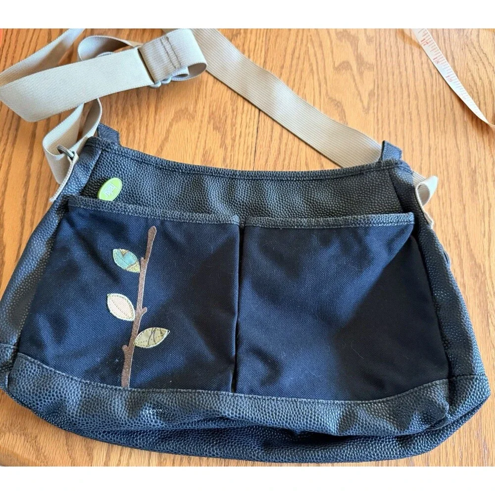 Haiku To Go Shoulder Bag Crossbody EUC Pebbled Leather Black Green